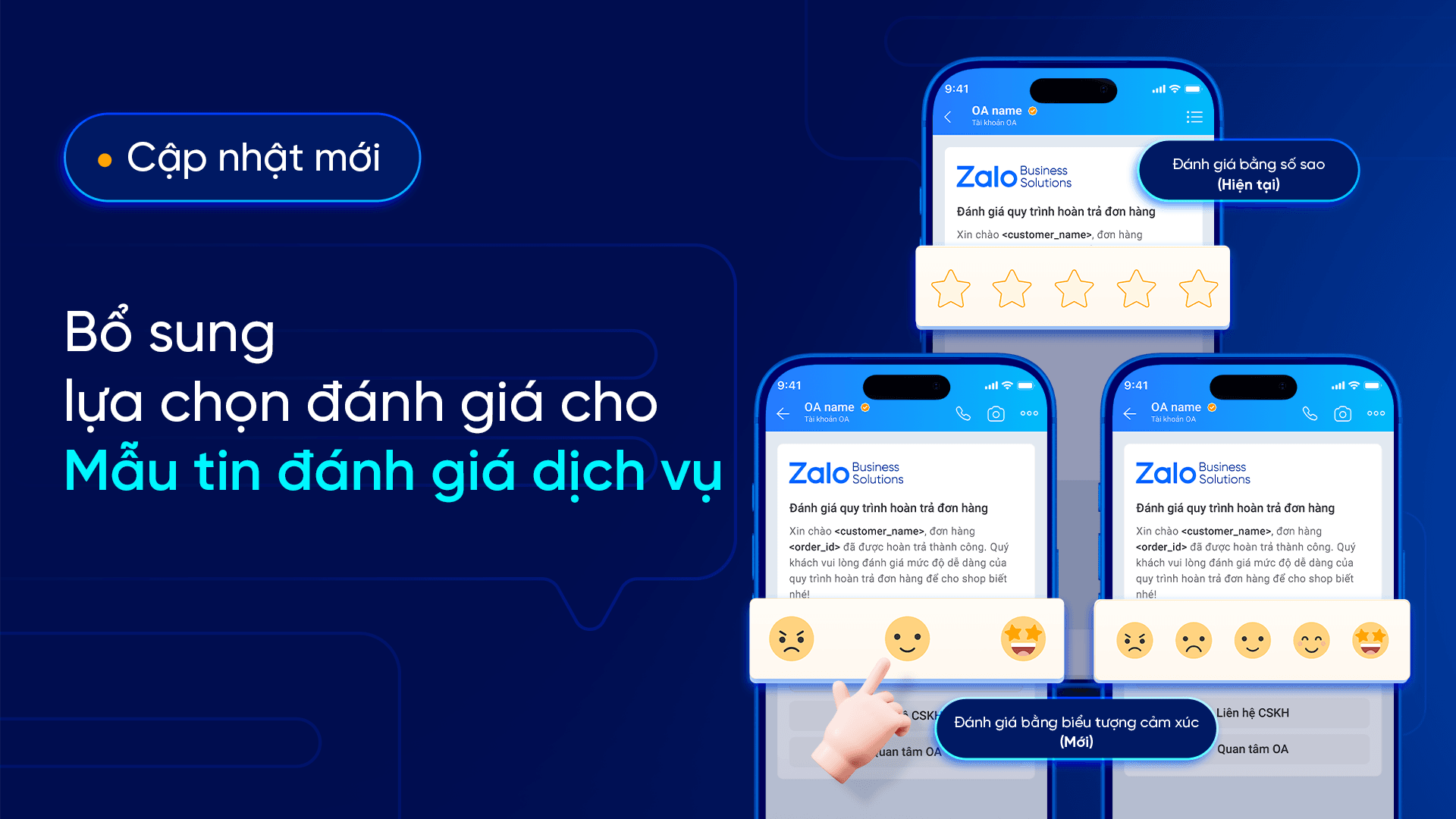 Cập nhật mới: Bổ sung lựa chọn “Đánh giá bằng biểu tượng cảm xúc" cho Mẫu tin Đánh giá dịch vụ