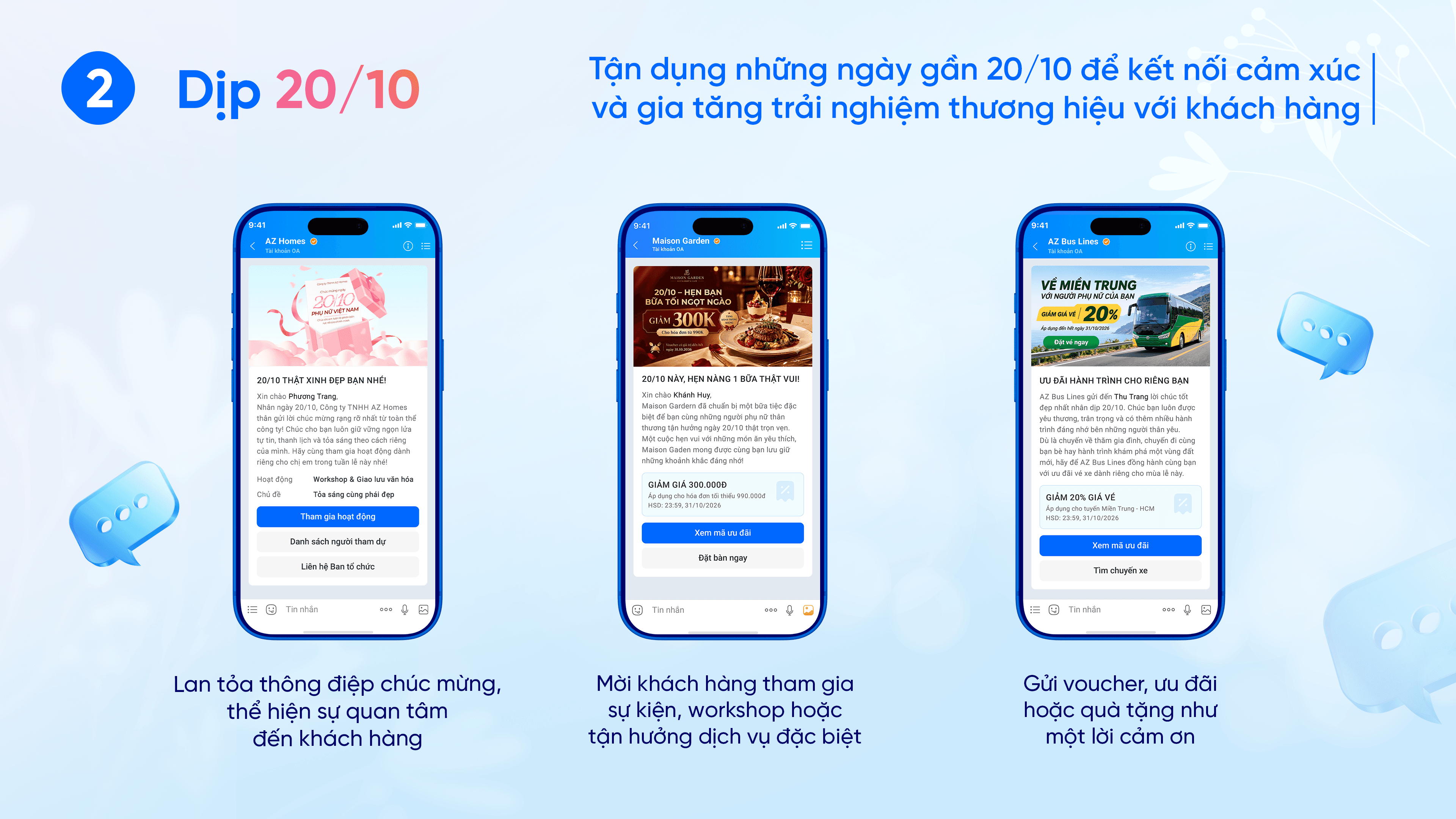 Mẫu tin ZBS dịp 20/10 với lời chúc, lời mời tham gia hoạt động và quyền lợi dành cho khách hàng
